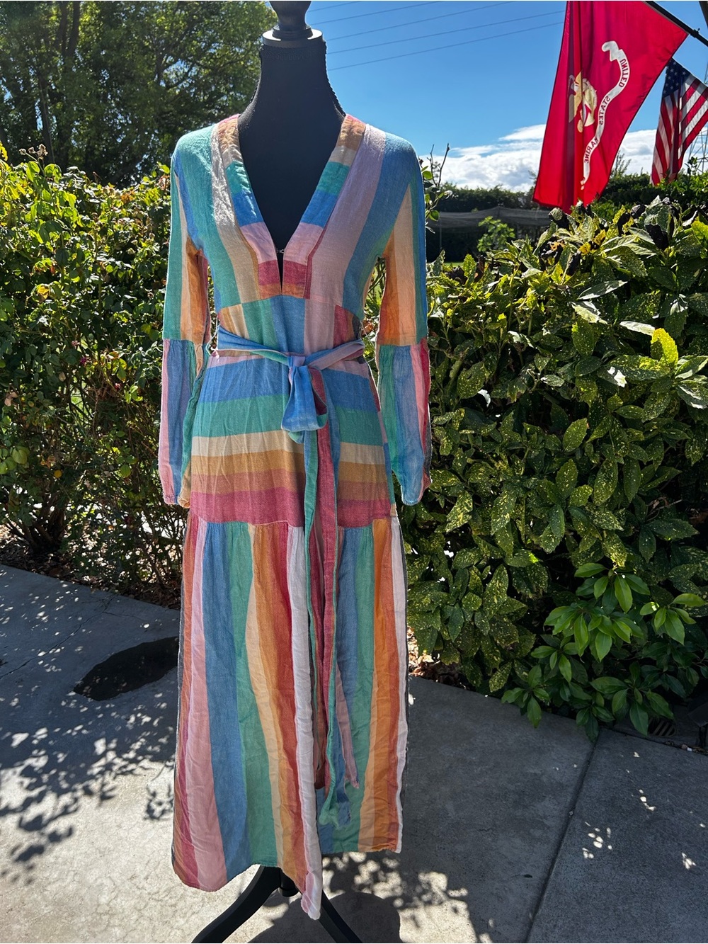 Billabong x Sincerely Jules Mix It Up Multi Stripe Maxi Dress resortwear boho